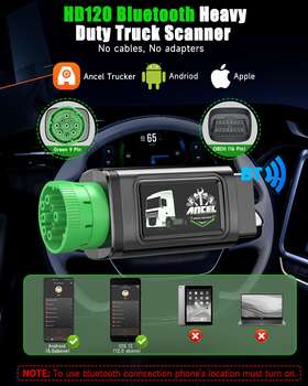 Hd120 Ancel 24v 12v/24v Bluetooth Heavy Duty Truck Scanner All System Dpf Reset Diagnostic Tool