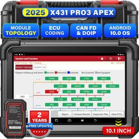 Obd2 Launch 850052860189 X431 Pro3 Apex Scanner 2025 Upgraded Screen Wireless Diagnostic Tool