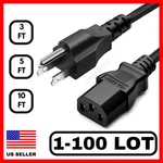 Lot Of Prong Ac Power Cord Standard Electrical Cable Universal 3FT 5FT 10FT. Fixed Price $79.99.