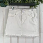 Express White Denim Mini Skirt Women's Size Frayed Hem High Waist Cotton Blend. Fixed Price $20.00.