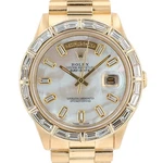 Rolex Day-date President 18K Yellow Gold Watch Diamond Baguette Dial & Bezel. Fixed Price $27500.00.