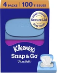 Kleenex Snap & Ultra Soft Facial Tissues, 4 On-the-go Packs, 25 Per. Fixed Price $10.92.